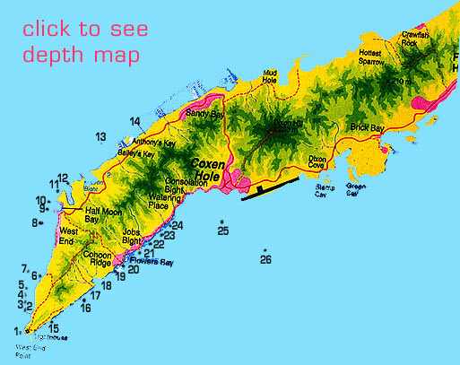 dive sites map roatan